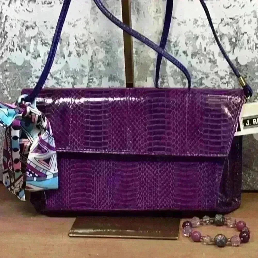 Purple Snake Skin Vintage Clutch / Crossbody Bag